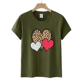 Valentine's Day T Shirts Couples Leopard Print Heart Printing Women's Pullover Short Sleeve T-shirt