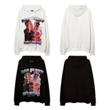 Man Fall Outfits Hip Hop Printed Hoodie Men's and Women's Pullover Black White Autumn and Winter