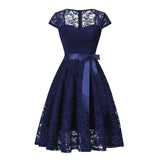 Burgundy Dress Formal Lace Patchwork Retro Slim Dress