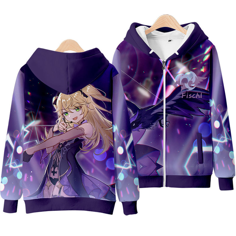 Anime Hoddies Original God Anime Clothing Zipper Hooded Sweater