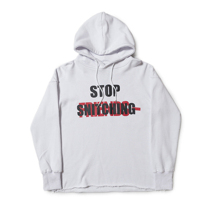 Vlone Hoodie Letter Printing Torn Edge Destroyed Thin Hoodie