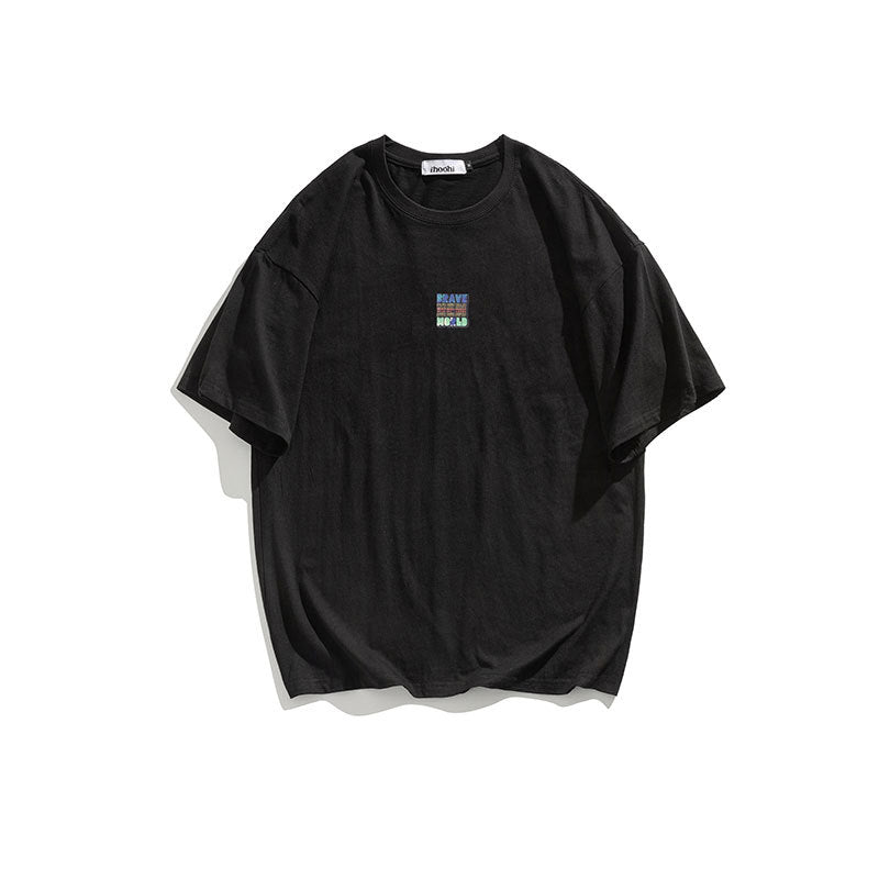 Men T Shitrs Solid Color Basic Letter Printing