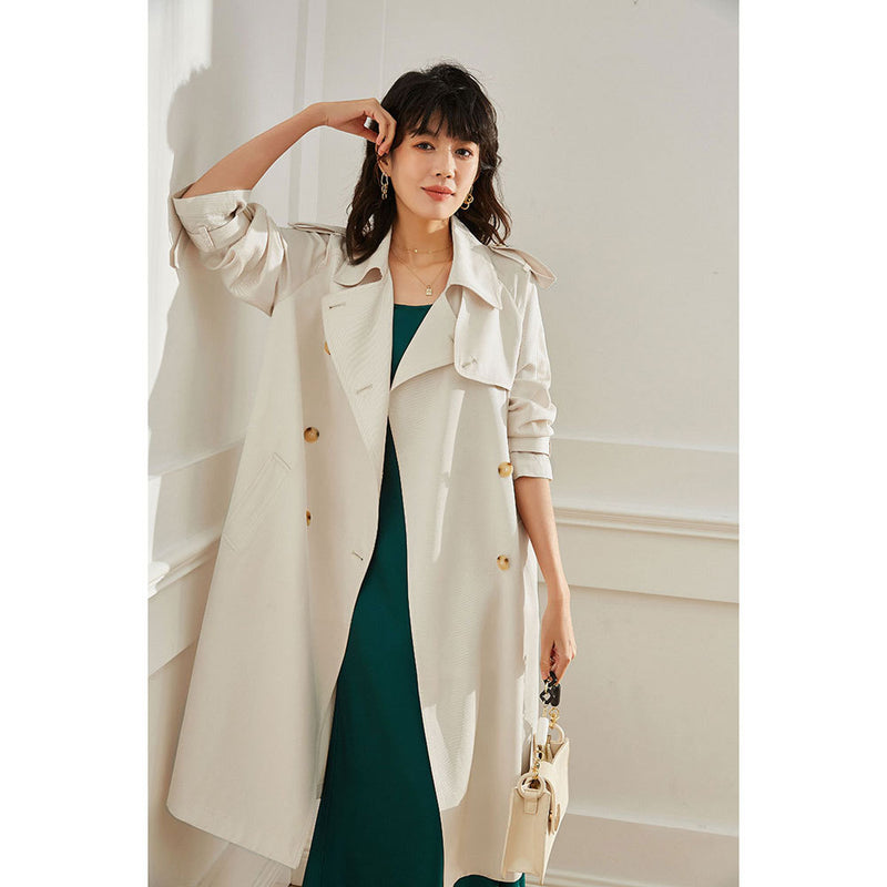 Gloria Vanderbilt Twill Straight Loose Trench Coat
