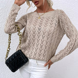 Women Pullover Knit Sweater Beach Overclothes Hollow Sweater off-Shoulder Sweater for Women