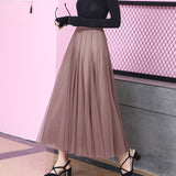 MIDI Mauve Skirt Slimming A- line Skirt Cover Slim Purple Gauze Skirt