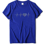 Valentine's Day T Shirt ECG Heart-Shaped Rhinestone Summer Large Size Top