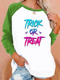 Halloween Costumes Letter Printing Capless Round Neck Contrast Color Sweatshirt Women