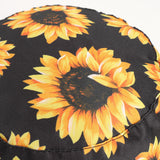 Bucket Hat Fishing Cap Cotton Print Fisherman Hat SUNFLOWER Sunflower Duplex Printing