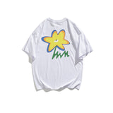 Men T Shitrs Flowers Graphic Print Crew Neck