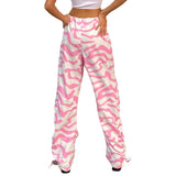Julia Fox Low Rise Jeans Wavy Lace-up Woven Pants Ankle Banded Pants