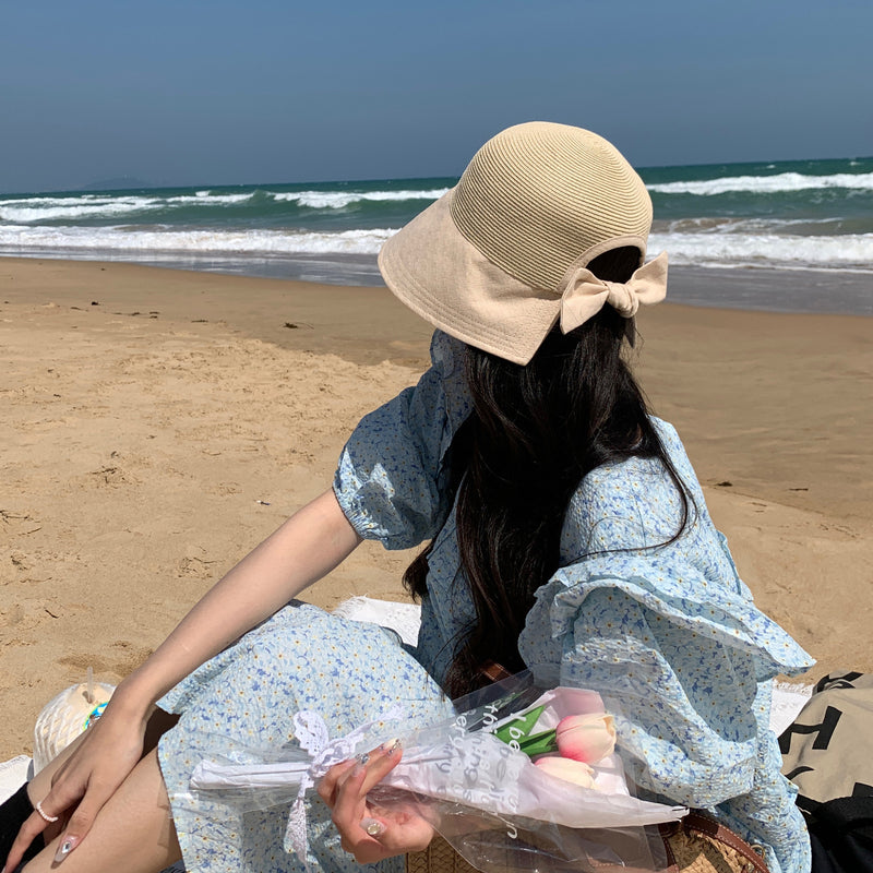 Women Bucket Hat Bowknot Sun Hat