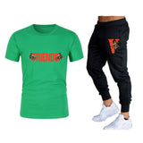 Vlone T Shirts & Pants 2 Piece Set Sports Short Sleeve Men'S Summer T-Shirt Casual