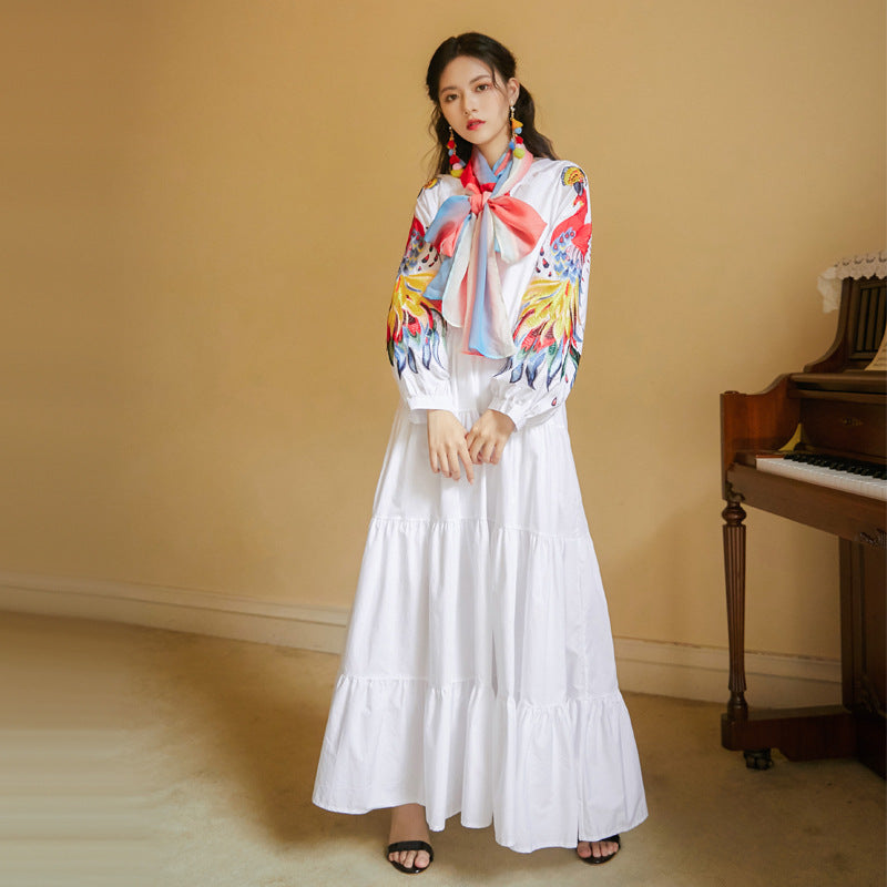Coachella Music Festival Outfits Autumn Chinese Style Embroidered V-neck Dress Embroidered Shirt