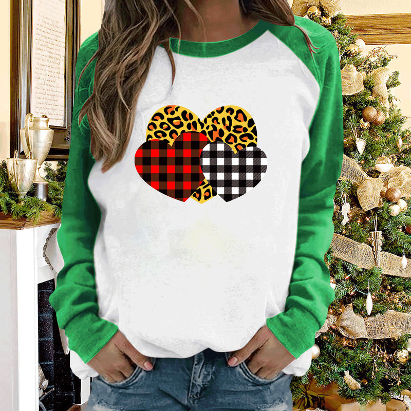 Valentine's Day T Shirts Couples Fresh Straight Pullover round Neck Women's Long-Sleeved T-shirt