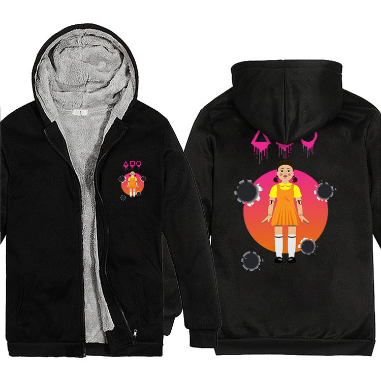 Squid Game Costume Hoodie Casual Thickened Zipper Sweater
