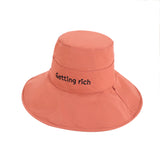 Women Bucket Hat Embroidered Big Brim Double-Sided Sun Protection Sunshade