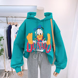 Anime Hoddies Long-Sleeved T-shirt Women's Funny Donald Duck Loose round Neck Sweater