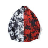 Man Fall Outfits High Street Vintage Tattoo Pattern Long Sleeve Shirt Hip Hop Oversize Coat for Men