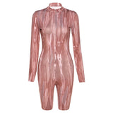 Women's Spring Clothing Fashion Sexy Tight Stand Collar Sports Jumpsuit