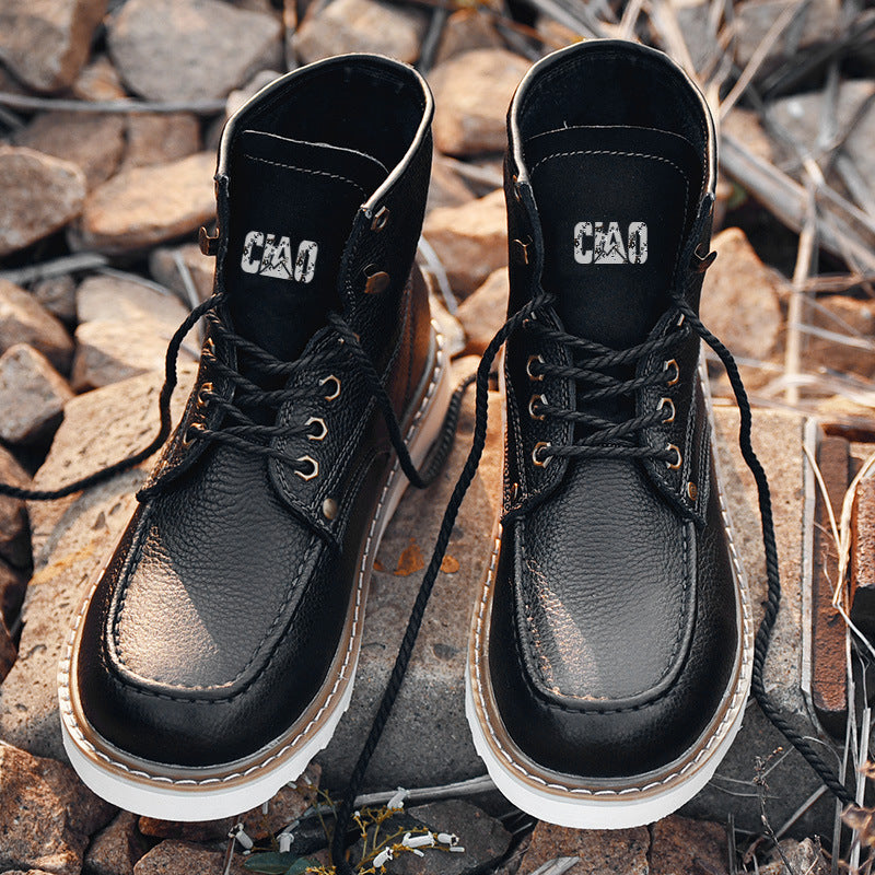 Men's Boots Work Boot Men Casual Hiking Boots Dr. Martens Boots Men's High-Top Thick Bottom Waterproof Non-Slip