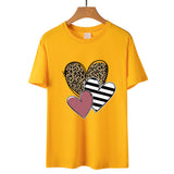 Valentine's Day T Shirts Couples Leopard Print Heart Printing Women's Pullover Short Sleeve T-shirt