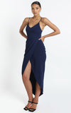 MIDI Mauve Wrap Dress Spring/Summer Solid Color Strap Sleeveless High Waist Pleating Women's Formal Dress