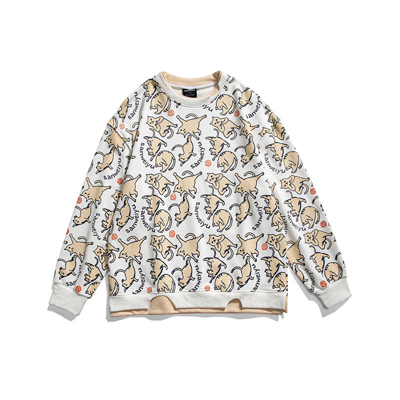Crew Neck Sweatshirts for Men Men's Clothing Autumn Fashion Brand Full Printed round Neck Sweater Men's and Women's Coat