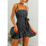 Kendall Jenner Wedding Guest Dress Sexy Sling Dress Fresh Floral Flounce Lace-up