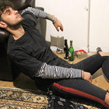 Askyurself T Shirt Striped Loose Long Sleeve T-shirt for Men and Women