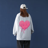 Valentine's Day Jacket Autumn Blue Background Heart Shape Printed plus Size Casual Men's Jacket