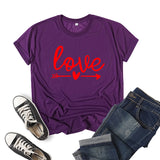 Valentine's Day T Shirts Couples Love Printed Short Sleeve round Neck T-shirt Men and Women Loose