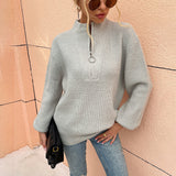 Women Pullover Knit Sweater Women's Autumn and Winter Knitwear Lantern Sleeve Sweater