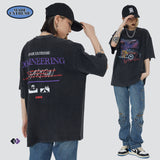 Y2g Shirts for Boys Spring and Summer Retro Distressed Printed T-shirt Loose