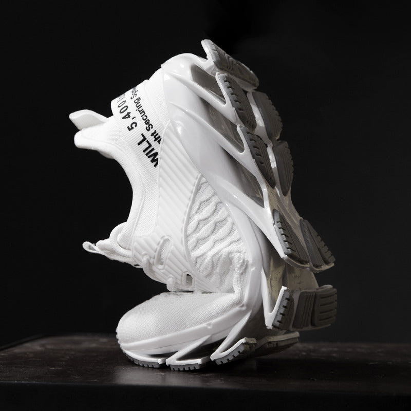 Men's Sneaks Men's Spring and Summer Leisure Sports Running Shoes Breathable Flying Woven White Shoes Men