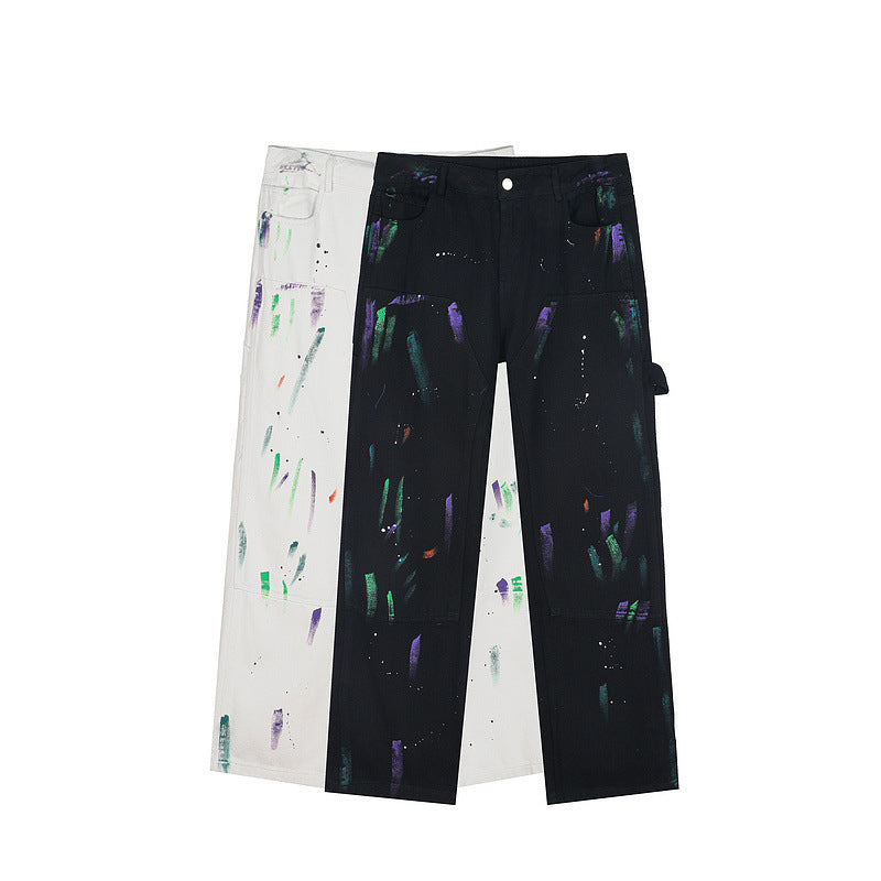 Man Fall Outfits Jeans Men's and Women's Straight Loose Hip Hop Wide-Leg Workwear Fashionable Trousers