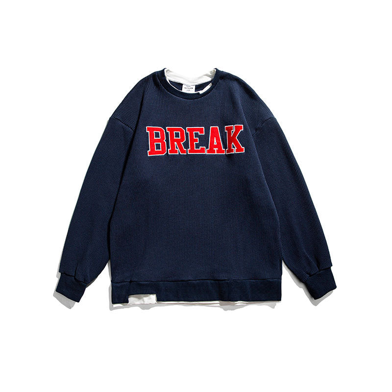 Crew Neck Sweatshirts for Men Men's Clothing Autumn Trendy Letters Embroidered Crew Neck Sweater Men's Casual Top