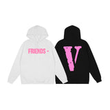 Vlone Hoodie Hip Hop High Street Big V Print Short Sleeve T-Shirt Hoodie
