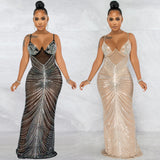 Skin Tight Long Dresses Sexy Spaghetti Straps Chest Wrap Mesh Long Dress Dress