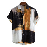 Camp Collar Shirt Printed Men's Beach Short Sleeve
