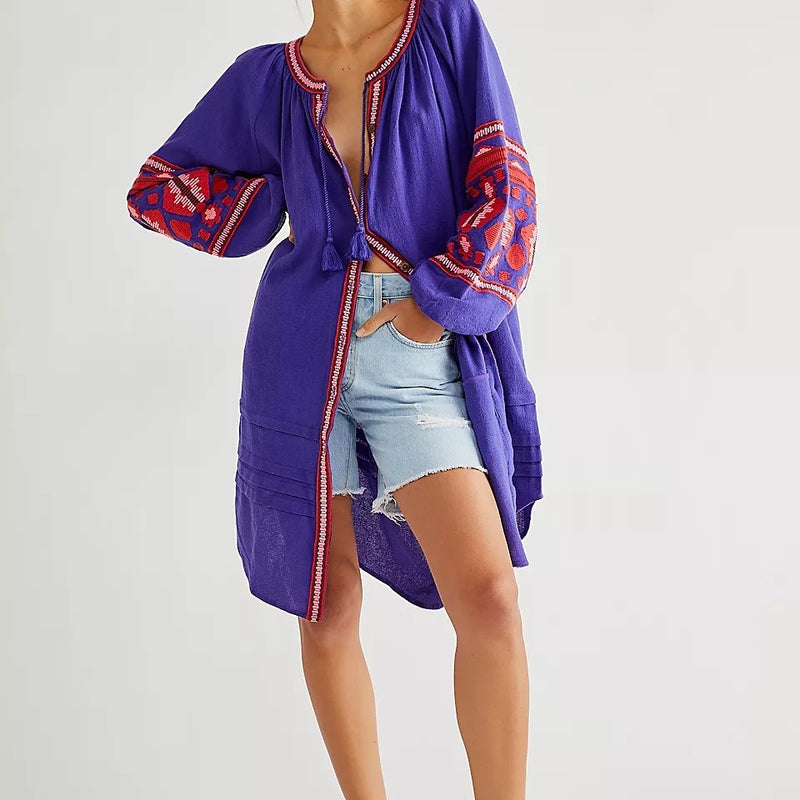 Beth Dutton Bohemian Dress Winter Autumn Midi Dresses Embroidered Loose Dress