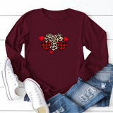 Valentine's Day T Shirt Solid Color Long Sleeve Heart Printing Casual