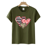 Valentine's Day T Shirt Colorful Plaid Printed Pullover Short Sleeve Women's T-shirt