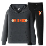 Vlone Hoodie & Pants 2 Piece Set Printed Sweater Casual