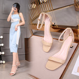 Women Black Dress Shoes Stiletto Sandals Summer