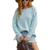 Women Pullover Knit Sweater Autumn and Winter Striped Plaid Sweater for Women Fashionable Jacket