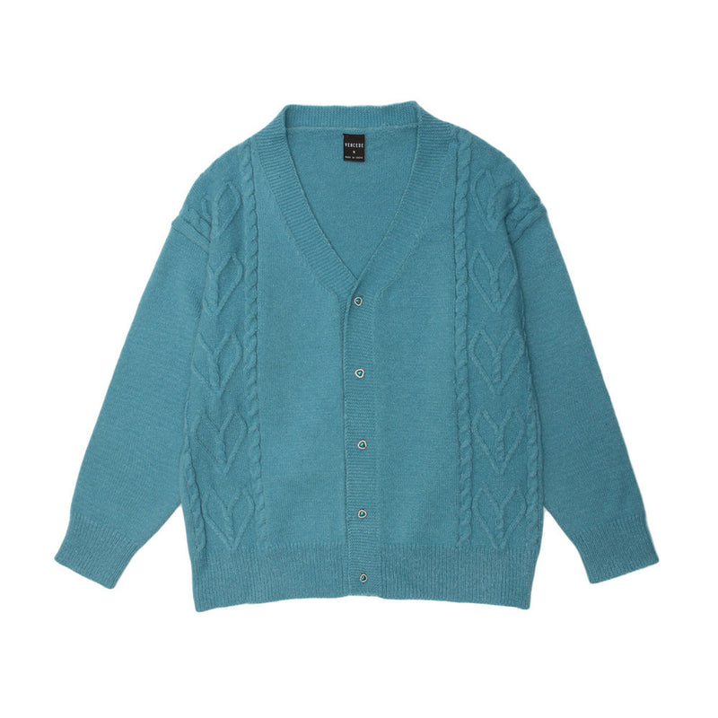 Men Sweater Solid Color Simple Style Single Breasted Cardigan Sweater Men Loose V-neck Sweater Coat Top