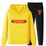 Vlone Hoodie & Pants 2 Piece Set Printed Sweater Casual