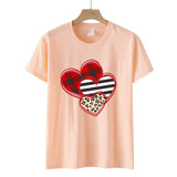 Valentine's Day T Shirts Couples Leopard Print Heart Printing Women's Pullover T-shirt