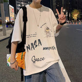 Men T-shirt Loose Hip Hop Half Sleeve