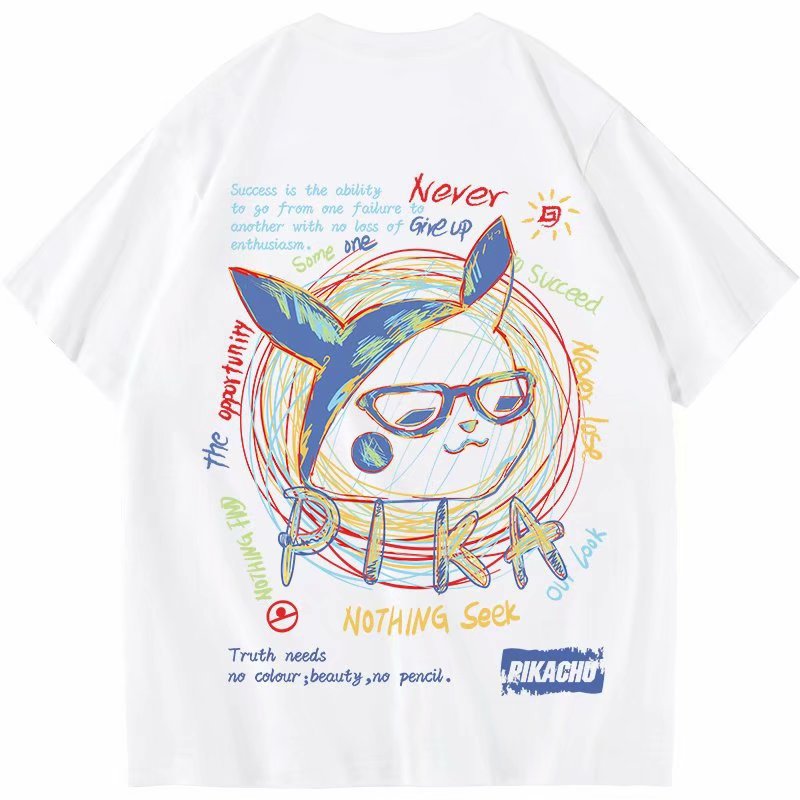 Men T-Shirts Oversize Bear Print Loose